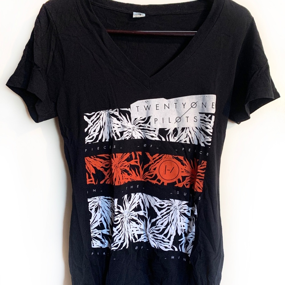 Twenty One Pilots Ladies Deep V-Neck Black Tee